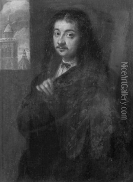 Portrait D'homme Devant Une Fenetre Oil Painting - Gonzales Coques