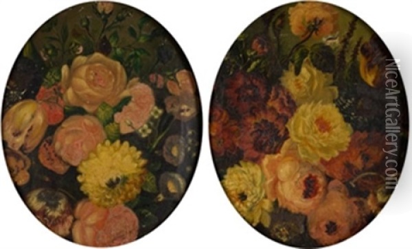 Flores (pair) Oil Painting - Sebastian Gessa Y Arias