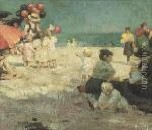At The Beach Oil Painting - Edward Henry Potthast