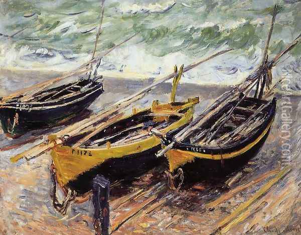 Three Fishing Boats Oil Painting - Claude Oscar Monet