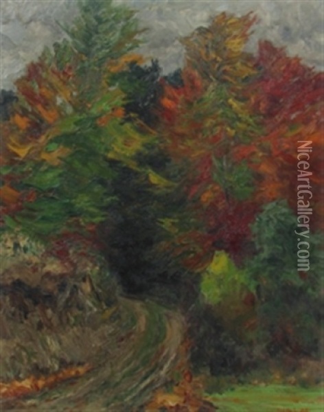 Herbstwald Oil Painting - Fritz Brandel