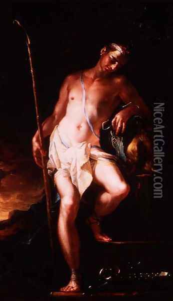 David with the head of Goliath, 1675 Oil Painting - Johann Kaspar Sing