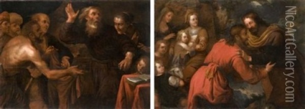 La Reconciliation De Jacob Et Esau (+ Scene De L'ancien Testament; Pair) Oil Painting - Giovanni Andrea de Ferrari