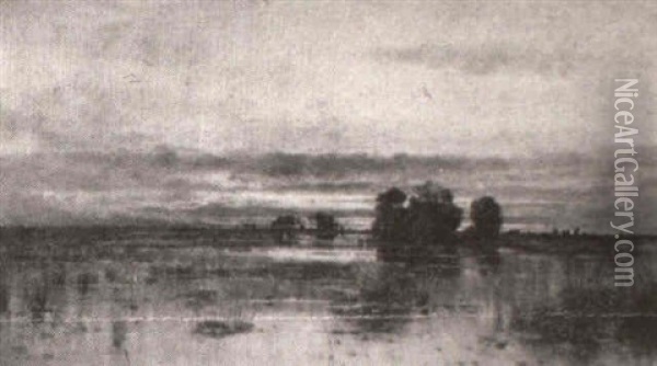 Marsh At Twilight Oil Painting - Karl Heffner