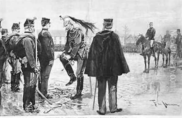 The Degradation of Captain Alfred Dreyfus 1859-1935 from LIllustration Oil Painting - Frederic de Haenen