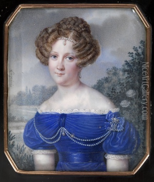 A Portrait Of A Lady-in-waiting Oil Painting - Anthelme Francois Lagrenee