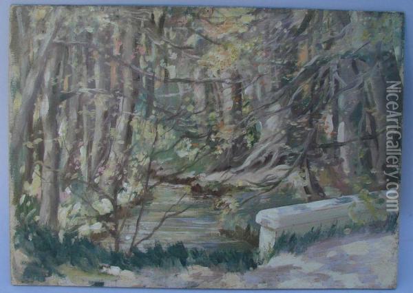 River Landscape Oil Painting - Harriette Bowdoin