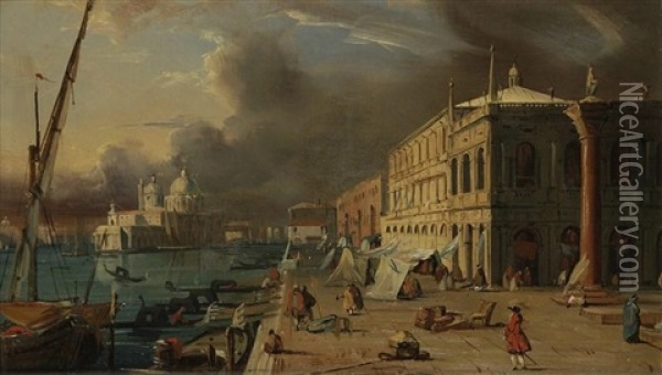 La Piazzetta Et L'entree Du Grand Canal Oil Painting - Jules-Romain Joyant