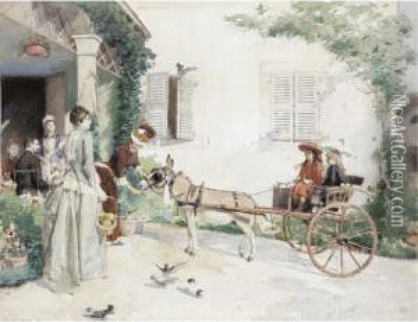 The Donkey Cart Oil Painting - Edouard John E. Ravel