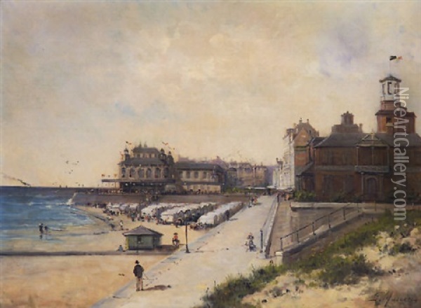 Promenade Au Bord De La Plage Oil Painting - Gustave Mascart