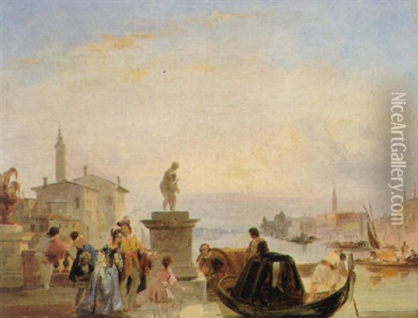 A Venetian Scene Oil Painting - Edward Pritchett