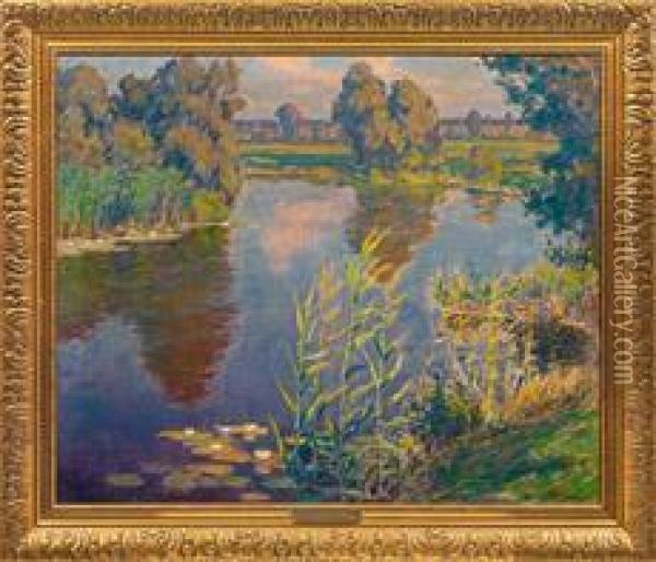 Sommeridylle Am Fluss Oil Painting - Kalpokas Petras