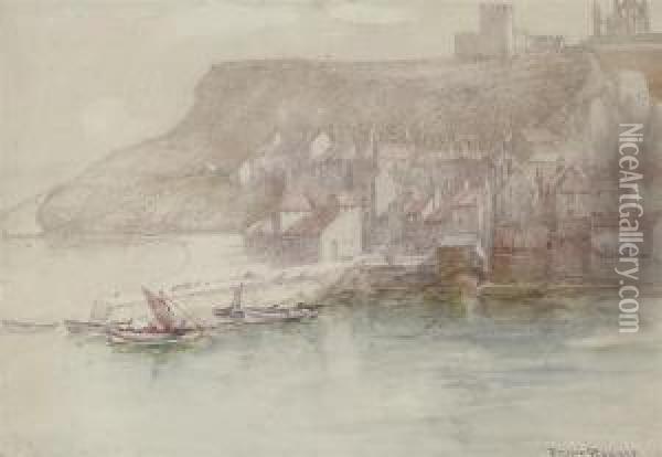 The Harbour At Whitby Oil Painting - Frank Rousse