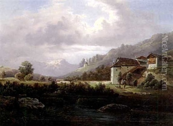 Landschaft Bei Meran Oil Painting - Franz Barbarini