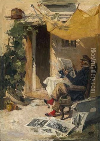 Der Grafiksammler Oil Painting - Wilhelm Roegge
