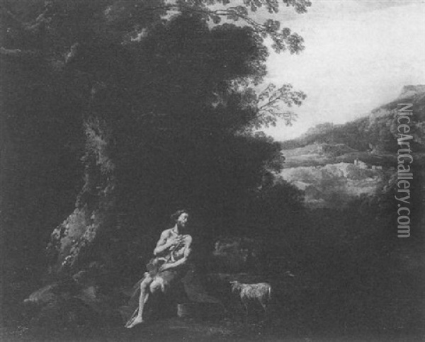 Saint John The Baptist In A Landscape Oil Painting - Pier Francesco Mola