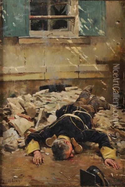 La Mort Du Soldat Oil Painting - Ferdinand Joseph Gueldry