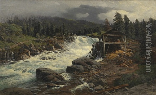 Sagemuhle In Norwegen Oil Painting - Karl Paul Themistocles von Eckenbrecher