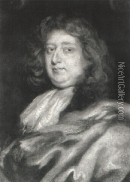 Portrait Of Sir Richard Levett, Bust Length Oil Painting - John Riley
