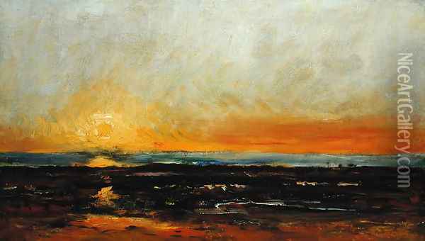 Sunset on the Sea Coast Oil Painting - Charles-Francois Daubigny