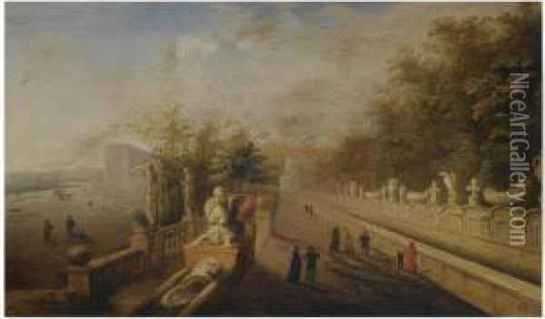 Tivoli, A Capriccio View Of The Gardens Of Villa D'este Oil Painting - Johann Wilhelm Baur