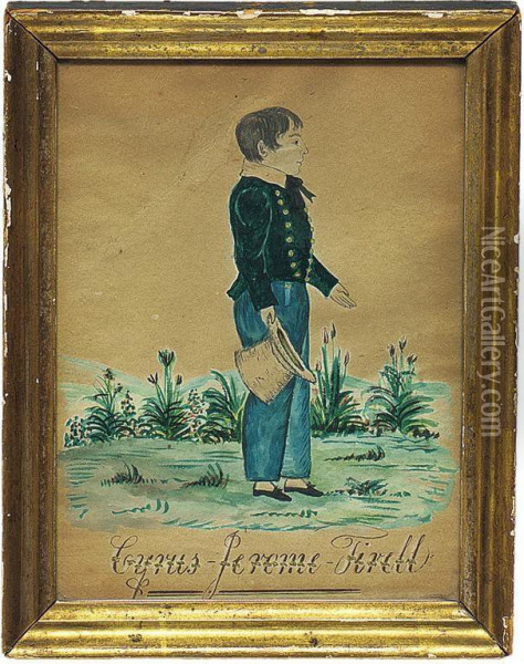 Miniature Profile Portrait Of Cyrus Jerome Tirrell Oil Painting - Joseph H. Davis
