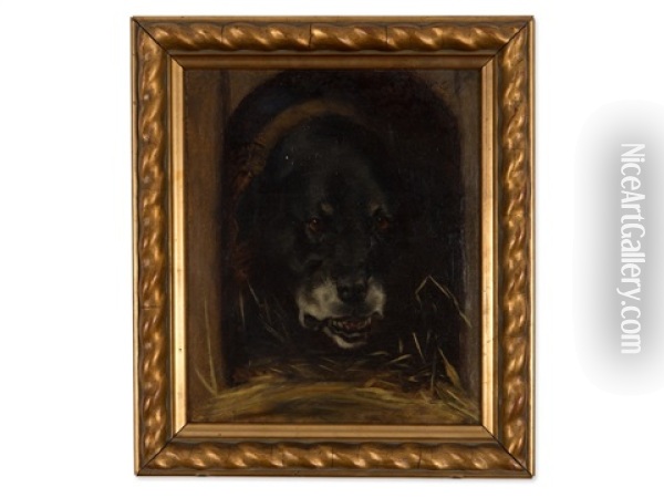 A Rottweiler Oil Painting - Wilhelm Maria Hubertus Leibl