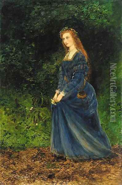 Portrait of the artist's wife, Theodosia, as Ophelia Oil Painting - John Atkinson Grimshaw