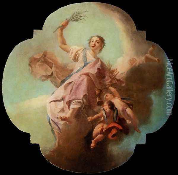 Charity c. 1754 Oil Painting - Giuseppe Angeli