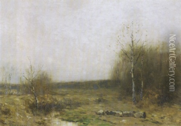 Grey October Oil Painting - Bruce Crane