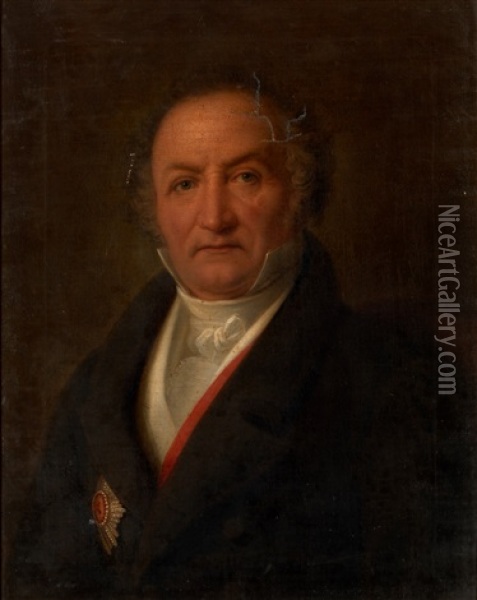 Portrait Of Baron Du Puget, In A Dark Jacket Decorated With The Order Of St. Anna, 1st Class Oil Painting - Marc-Louis Arlaud