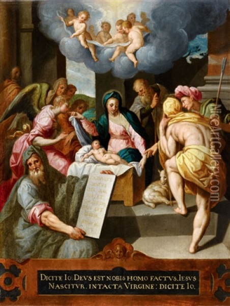 The Nativity Christ Carrying The Cross Oil Painting - Jacob De Backer
