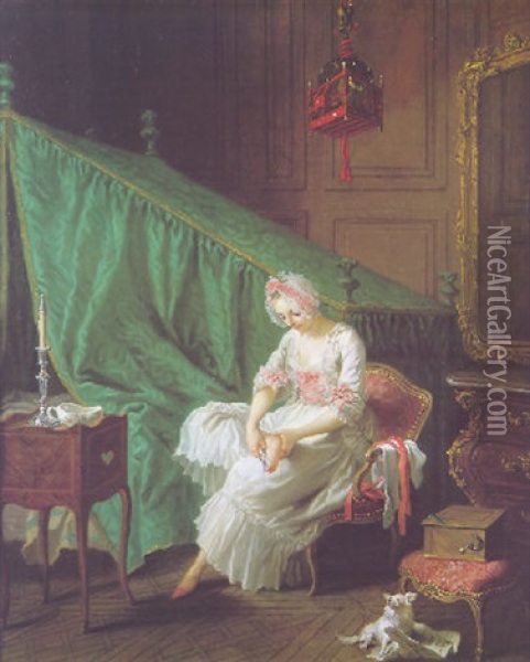 La Jeune Femme A Sa Toilette Oil Painting - Etienne Jeaurat