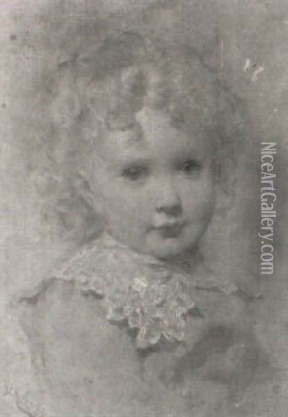 A Study Of A Child Oil Painting - George Elgar Hicks