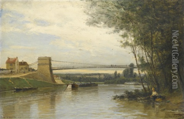 Pont D'auvers-sur-oise Oil Painting - Aleksei Petrovich Bogolyubov