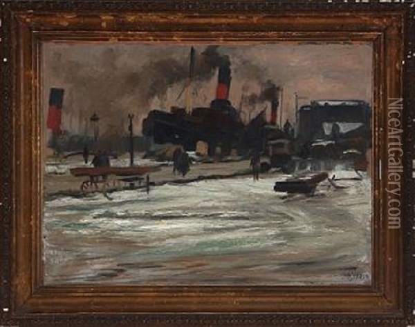 Scene From The Harbour Oil Painting - Sally Nikolai Philipsen