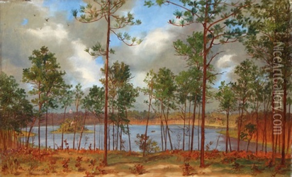 Lakeside Forest Oil Painting - John Bradley Hudson