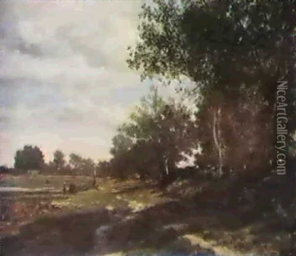 Bord D'etang Oil Painting - Emile van Marcke de Lummen