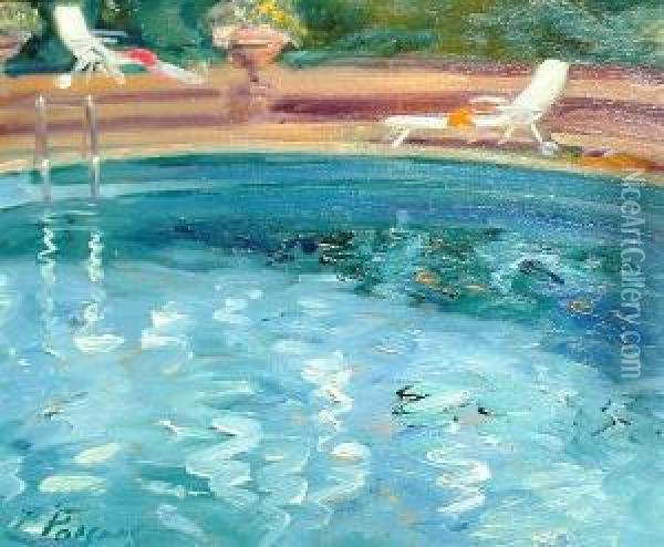 Swimming Pool Oil Painting - Elizabeth Parsons