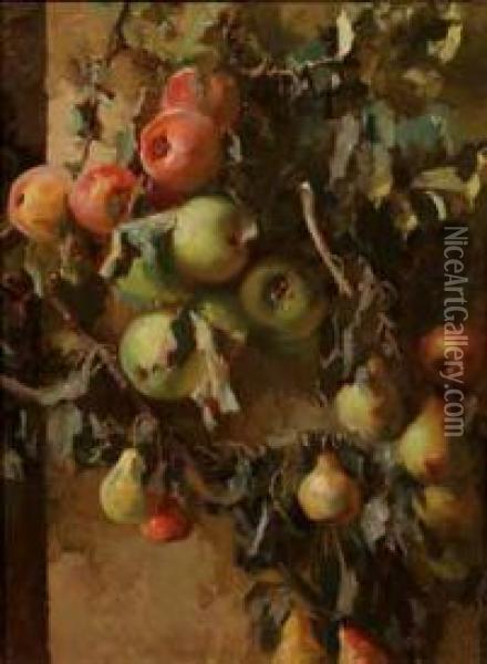 Natura Morta Con Pomi E Pere Oil Painting - Giuseppe Palanti