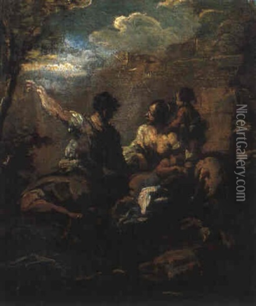 Bauernfamilie Vor Ruinen Oil Painting - Alessandro Magnasco