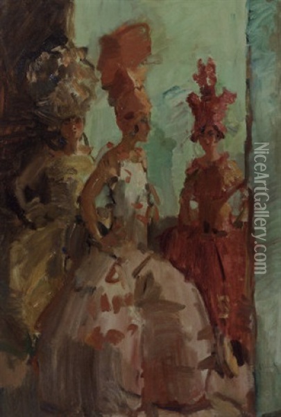 Drie Revuegirls Van De Bouwmeester-revue, Scala, Den Haag Oil Painting - Jozef Israels
