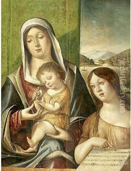 Madonna Con Il Bambino E Angelo Oil Painting - Marco Palmezzano