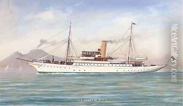The Royal Yacht Squadron's steam yacht Venetia in Neapolitan waters Oil Painting - L. Papaluca