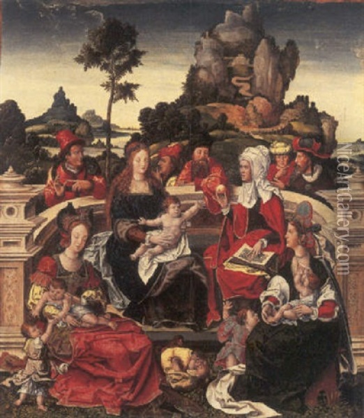 The Holy Kinship Oil Painting - Bernaert (Barend) van Orley
