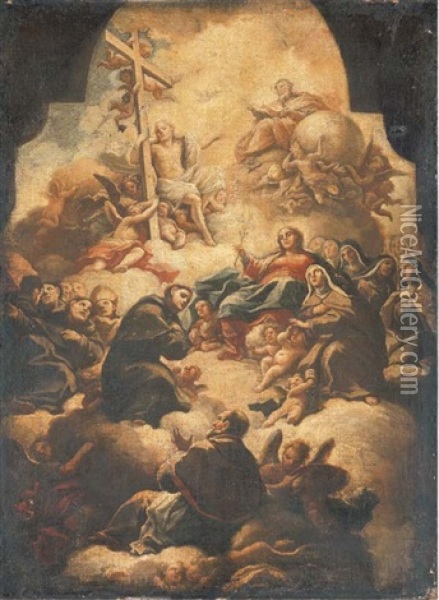 Saint Francis In Glory With The Trinity Oil Painting - Alessio d' Elia