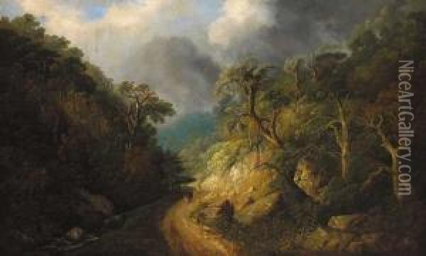 Scene In The Glen Of The Downs Oil Painting - William Guy Wall