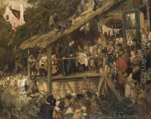 Jesus Heals A Paralytic Oil Painting - Eduard (Karl-Franz) von Gebhardt