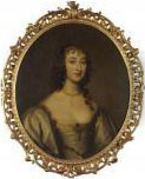 Half Length Portrait Of Lady Anna Gordon Oil Painting - Sir Peter Lely