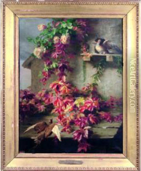 Les Deux Pigeons Oil Painting - Charles Etienne Corpet
